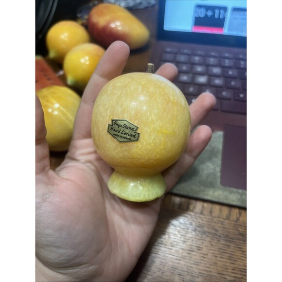 Lot Carved Onyx Marble Stone Fruit Hand Carved Mexico - 17 Pieces - Picture 9 of 16